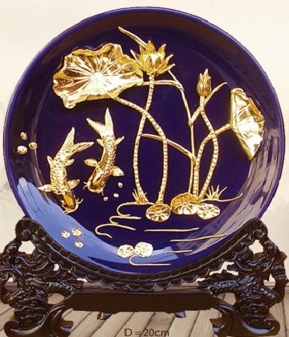 24k fish and lotus logo plate - Blue